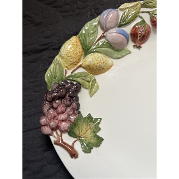 San Marco Nove Italia Oval Large Platter w/Raised Mixed Fruit 17x12” Serverware - Picture 9 of 11